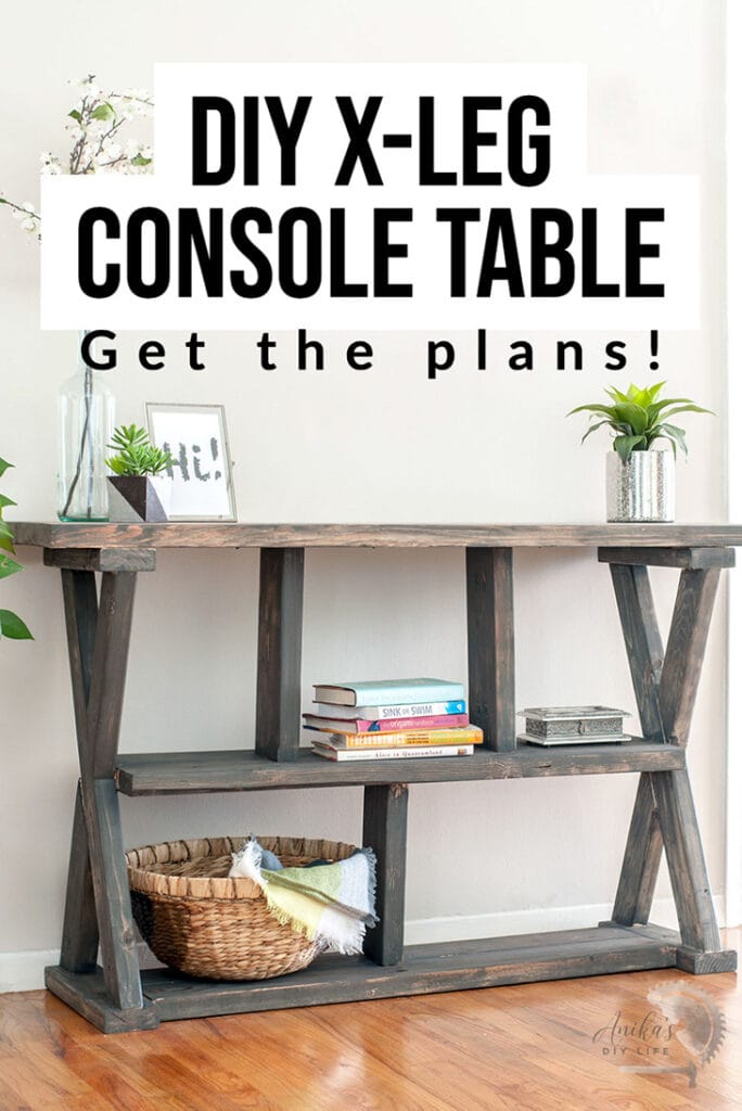 Farmhouse console table with text overlay