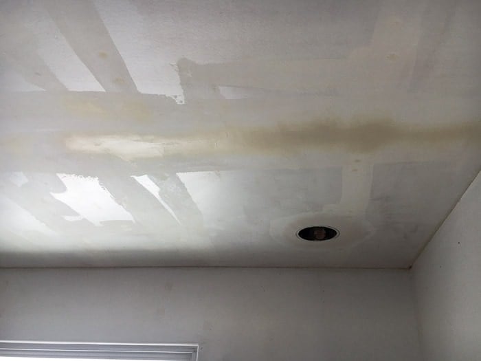 Ceiling covered with joint compound ready to paint