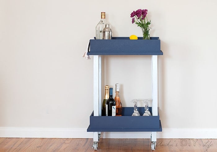 DIY bar cart from old drawers