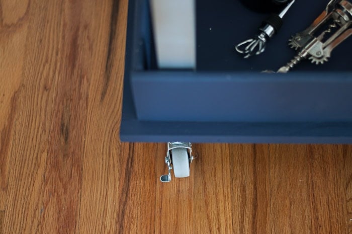 How to add casters to a DIY bar cart