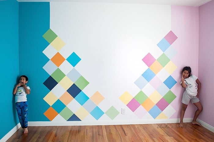how to create a fun colorful geometric accent wall