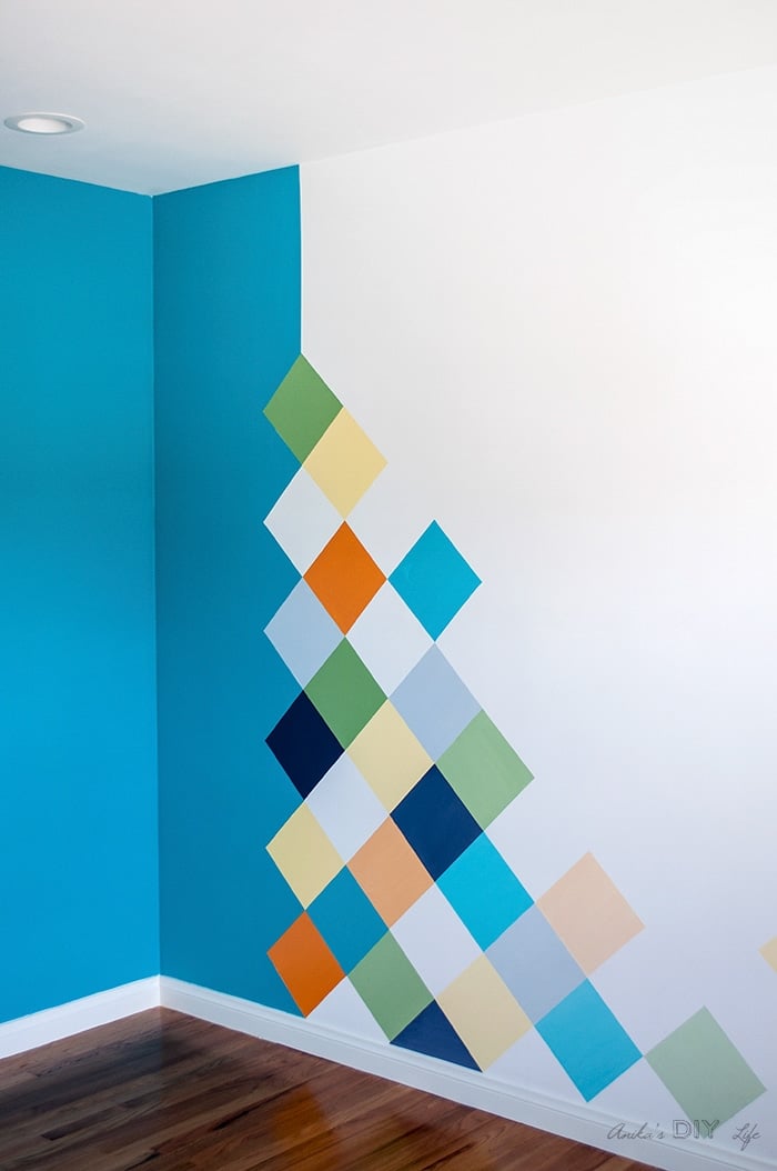 Colorful boys room accent wall