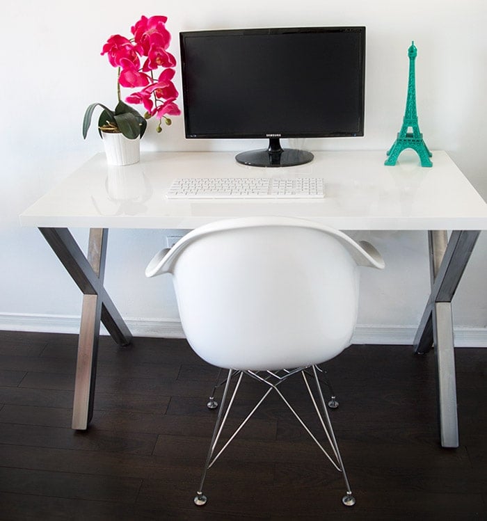 DIY X-leg desk with metal legs