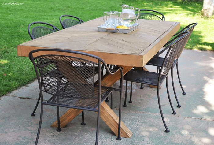 DIY Herringbone X-leg dining table