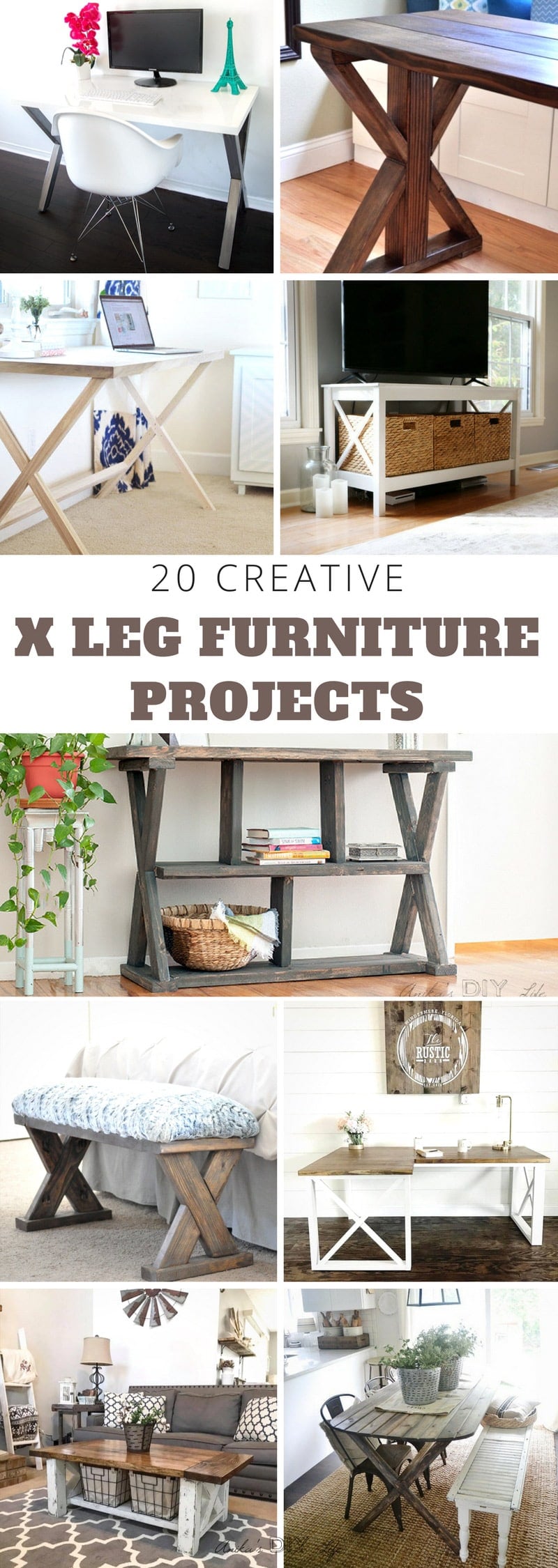 So amazing! All these projects are so creative |X-leg furniture |Farmhouse table and bench ideas | DIY woodworking #woodworking #DIYfurniture #DIYdesk #diydiningtable