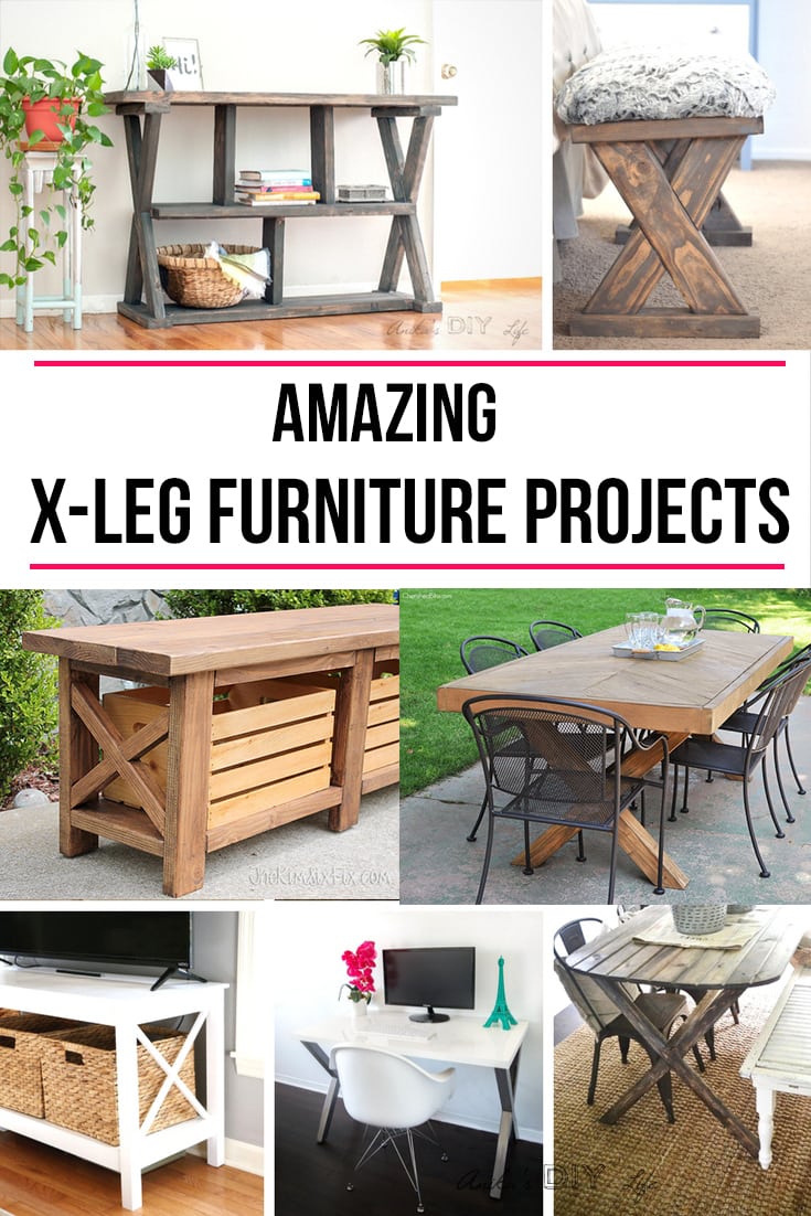 So many choices!! If you love X-leg furniture, don't miss this! |Farmhouse DIY furniture #diyfurniture #woodworking #freeplans #diytables