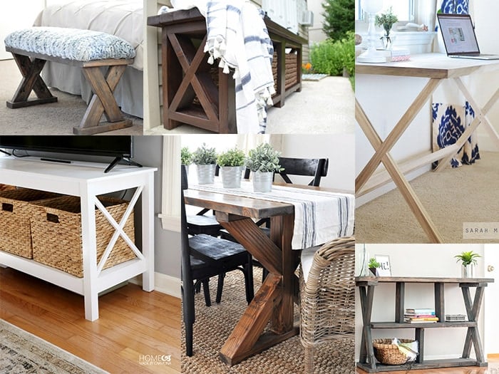 20+ DIY X-leg Furniture projects to inspire you! If you love the look of X-leg, don't miss this collection of DIY X-leg tables, benches and desks!