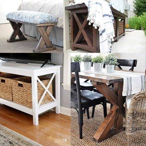 20+ DIY X-leg Furniture projects to inspire you! If you love the look of X-leg, don't miss this collection of DIY X-leg tables, benches and desks!