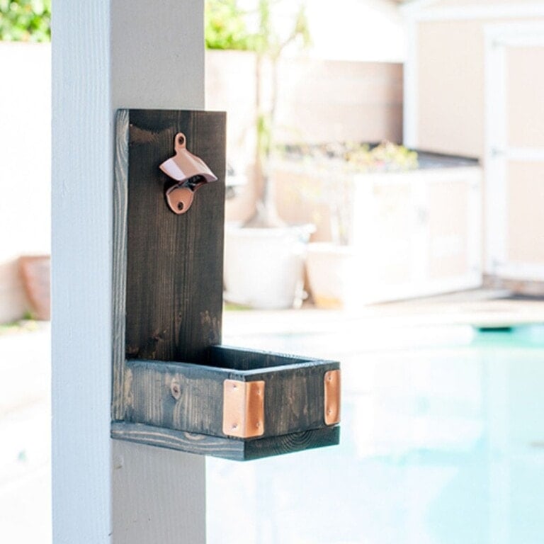 This DIY wall mounted bottle opener makes a great handmade gift or the perfect scrap wood project for the weekend. Printable plans available too.