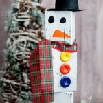 Wood block snowman with text overlay