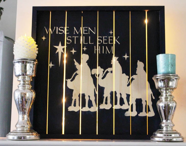 Three wisemen lighted wood wall decor