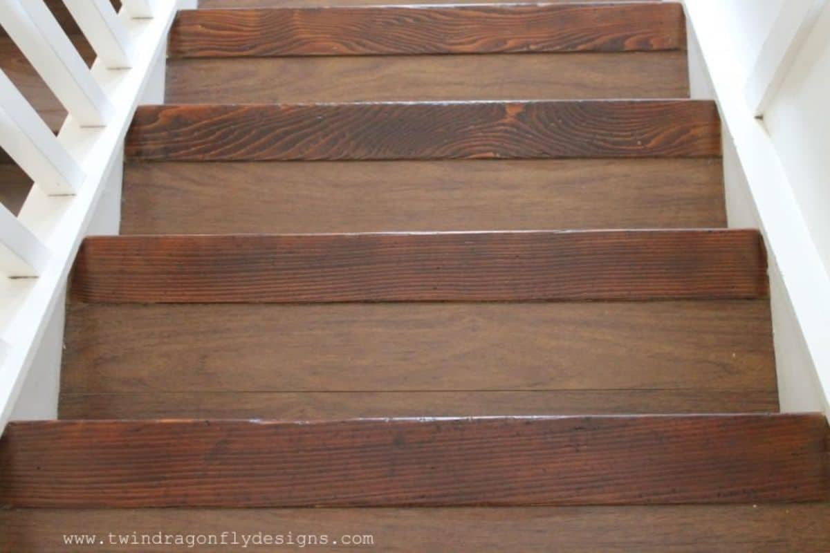 Fresh stain on staircase