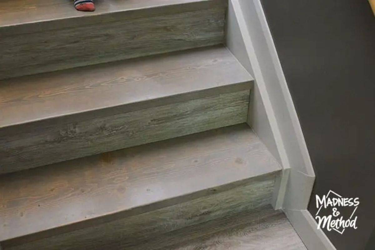 Staircase makeover using stain