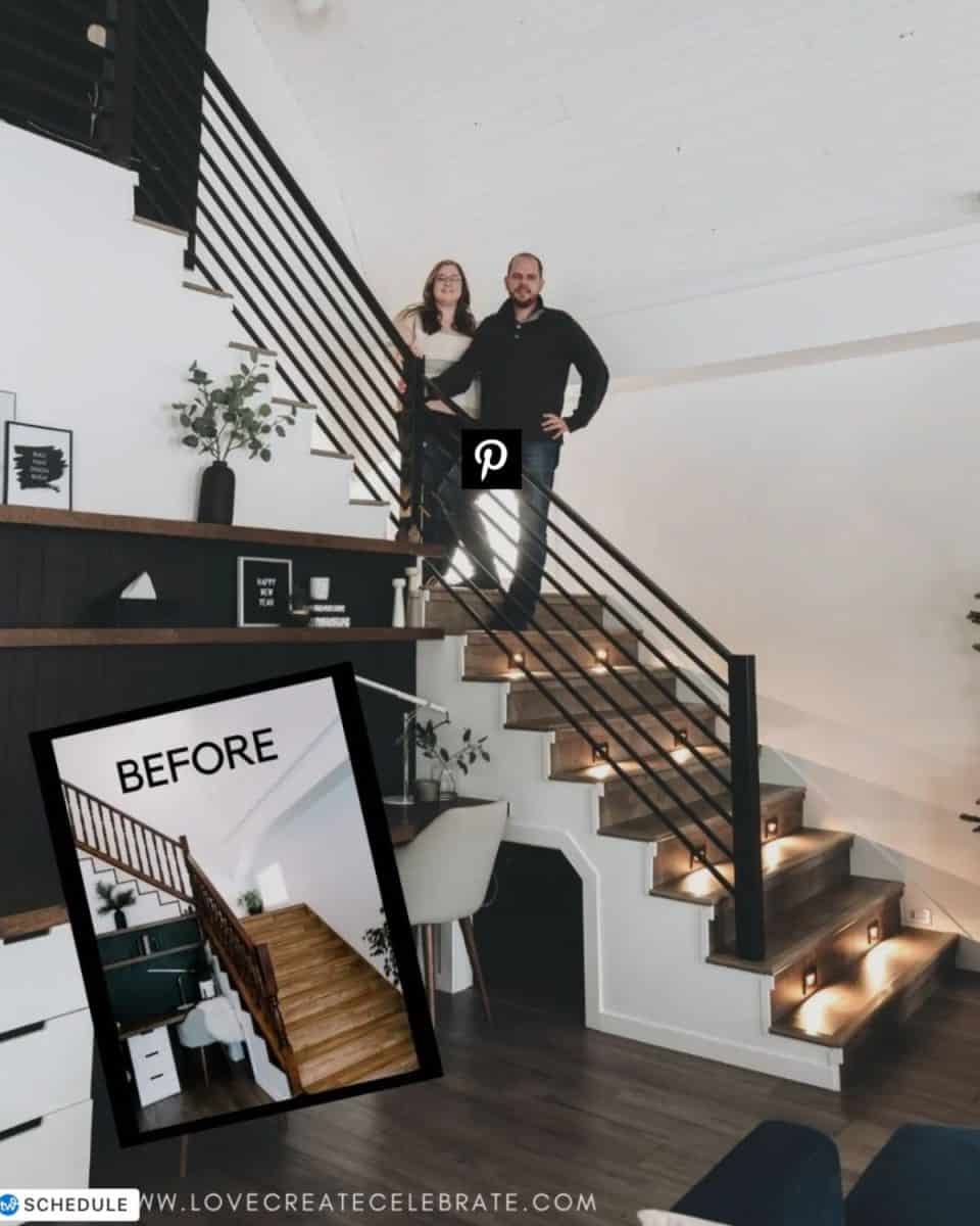 Staircase makeover with lightening in treads