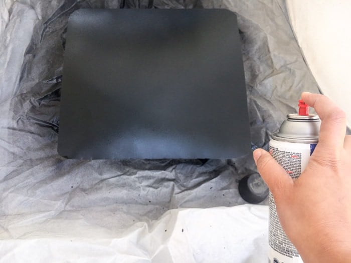 Spray Painting galvanized metal with chalk board paint