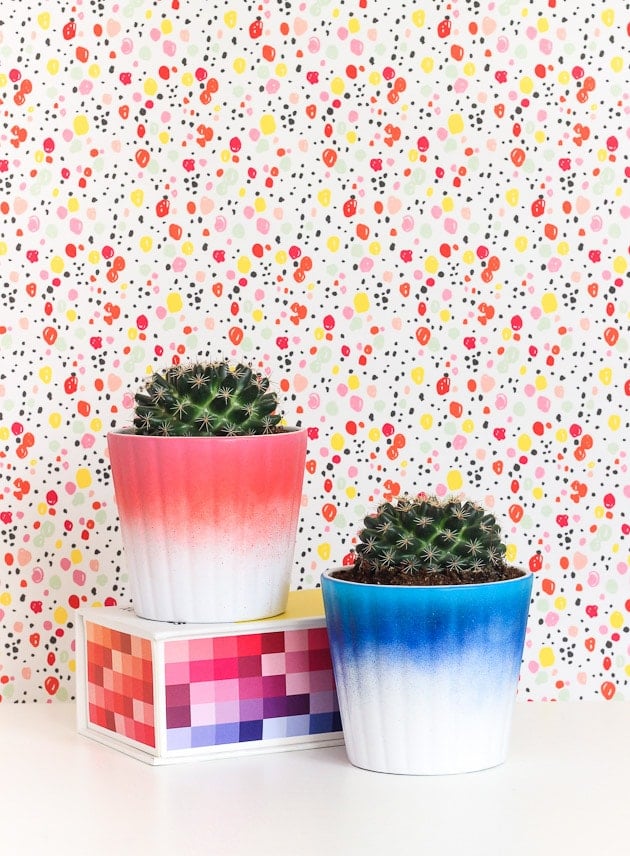 Ikea planters spray painted ombre