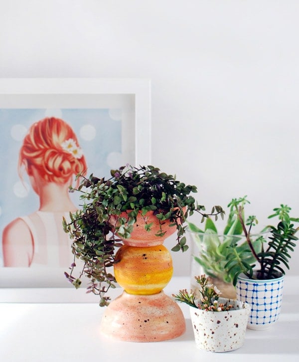 Totem planters made using Ikea bowls