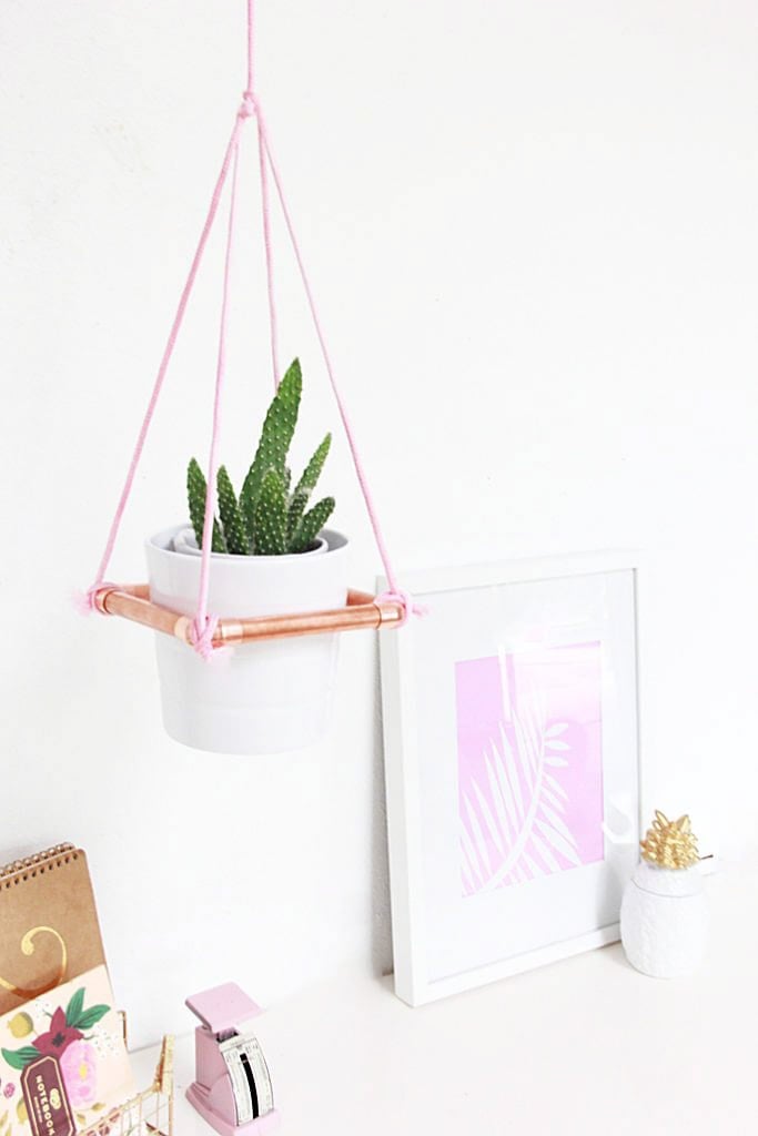 Hanging copper plant stand with Ikea planter