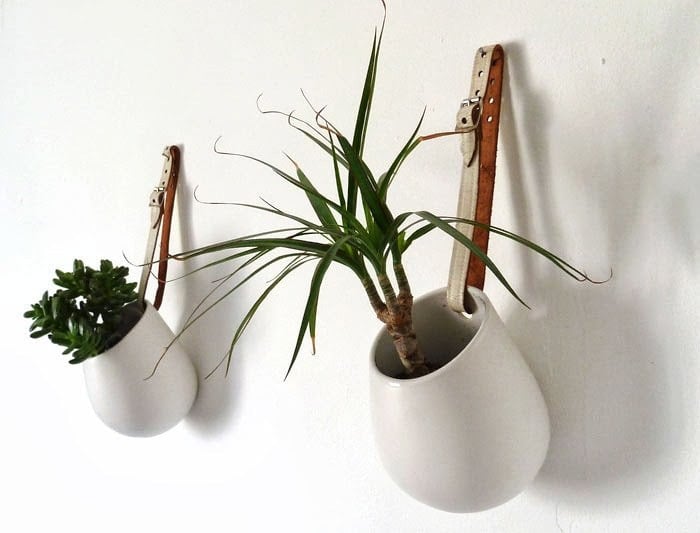 Ikea Asker planter hack using thrift store belts