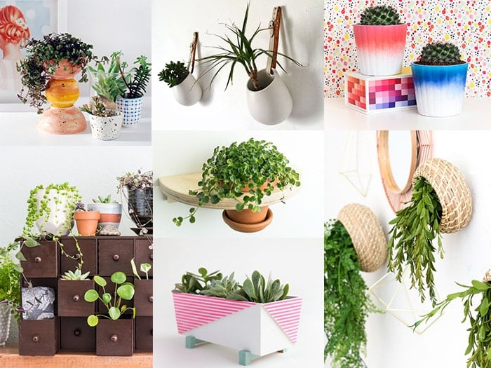 Collage of Ikea hacks for plants.