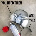 spray paint can with ventilator and safety glasses
