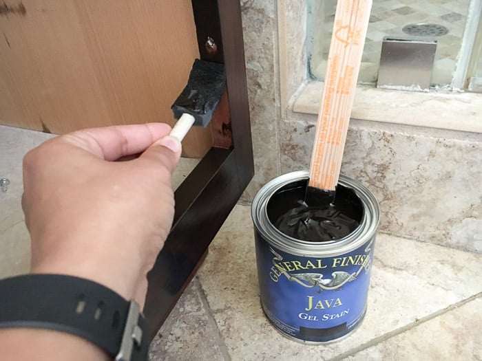 How to use General finishes gel stain to update the old vanity