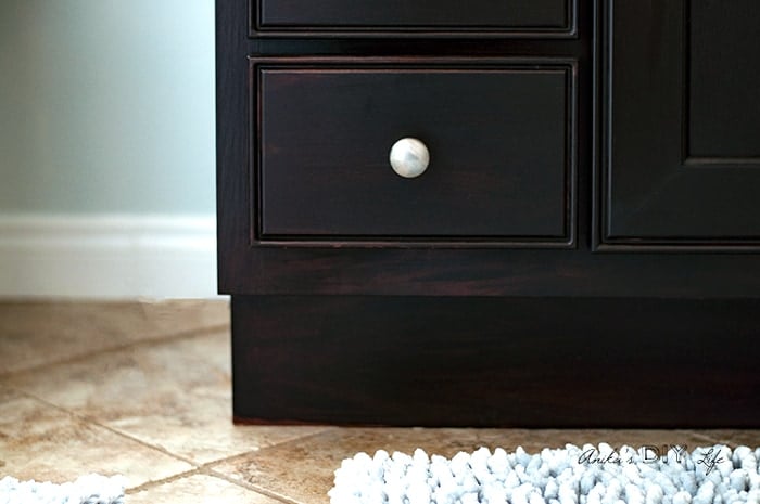 Close up view of drawer after update using gel stain