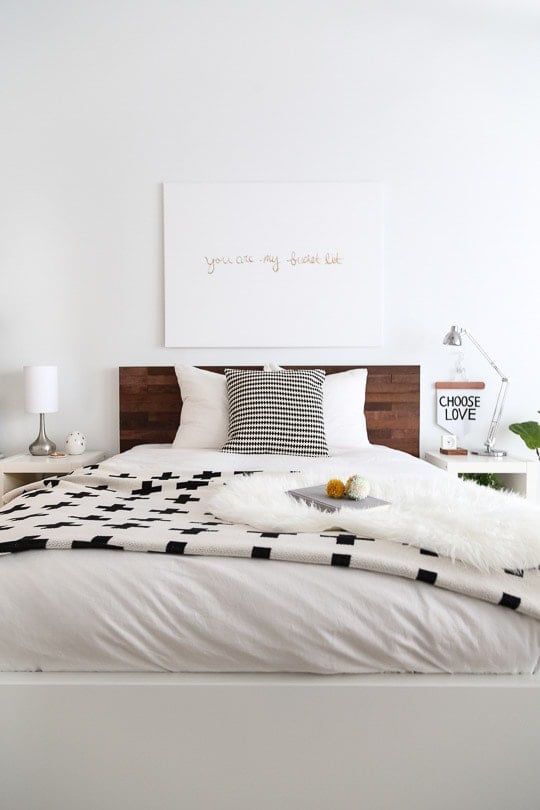 Ikea bed hack with stikwood.