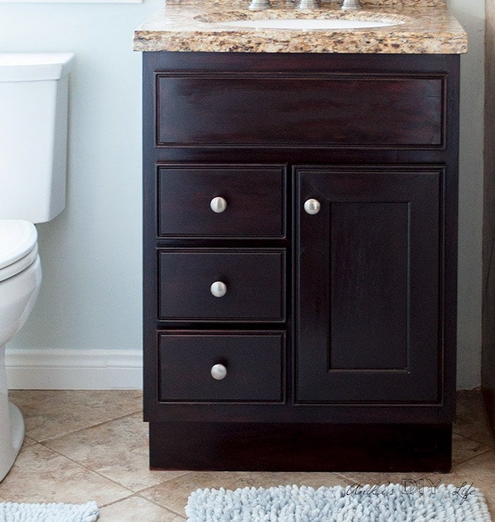 Re-stained cabinets using gel stain