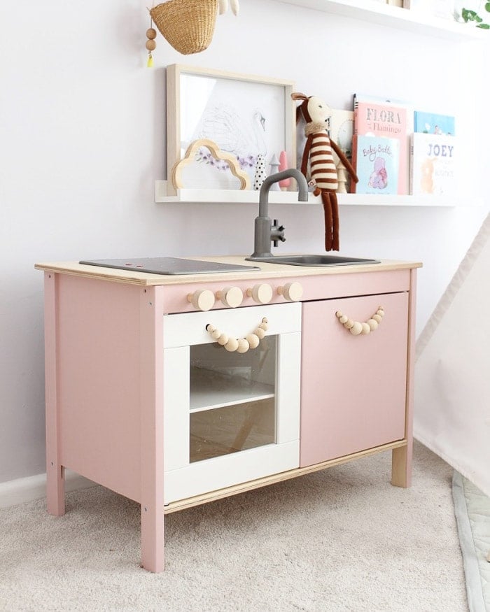 Ikea kitchen upgraded with beaded pulls