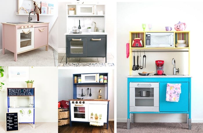 Collage of Ikea Duktig makeover ideas