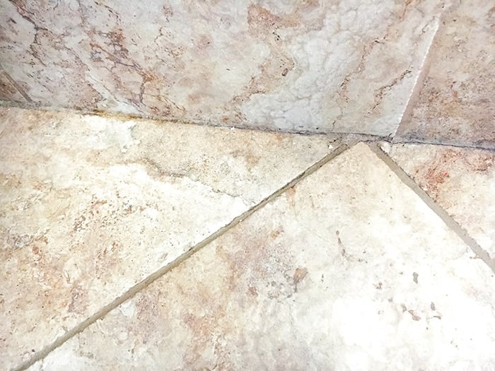 Grout with dirt and grime
