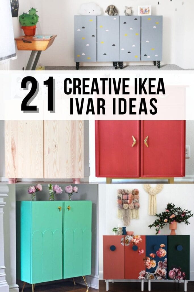 Collage of Ikea Ivar hacks with text overlay