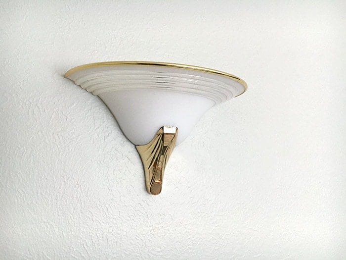 outdated light fixture to be replaced with DIY wall sconce