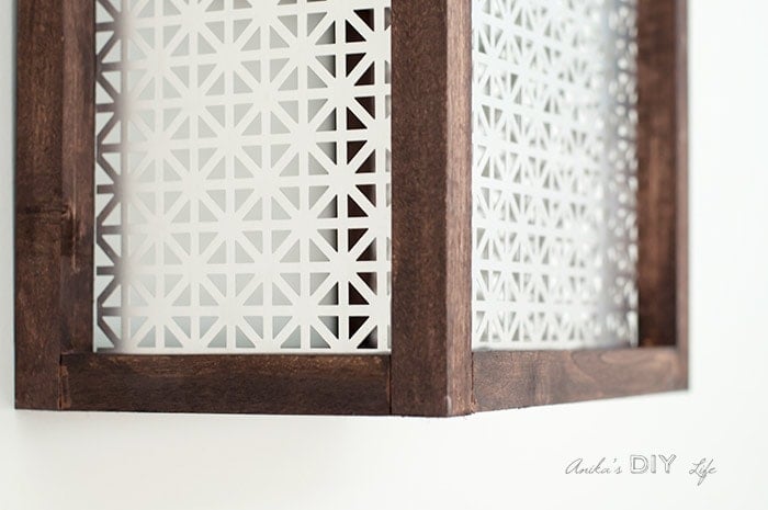 Close up of DIY light sconce