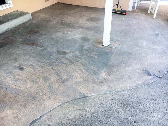 Before staining concrete patio floors