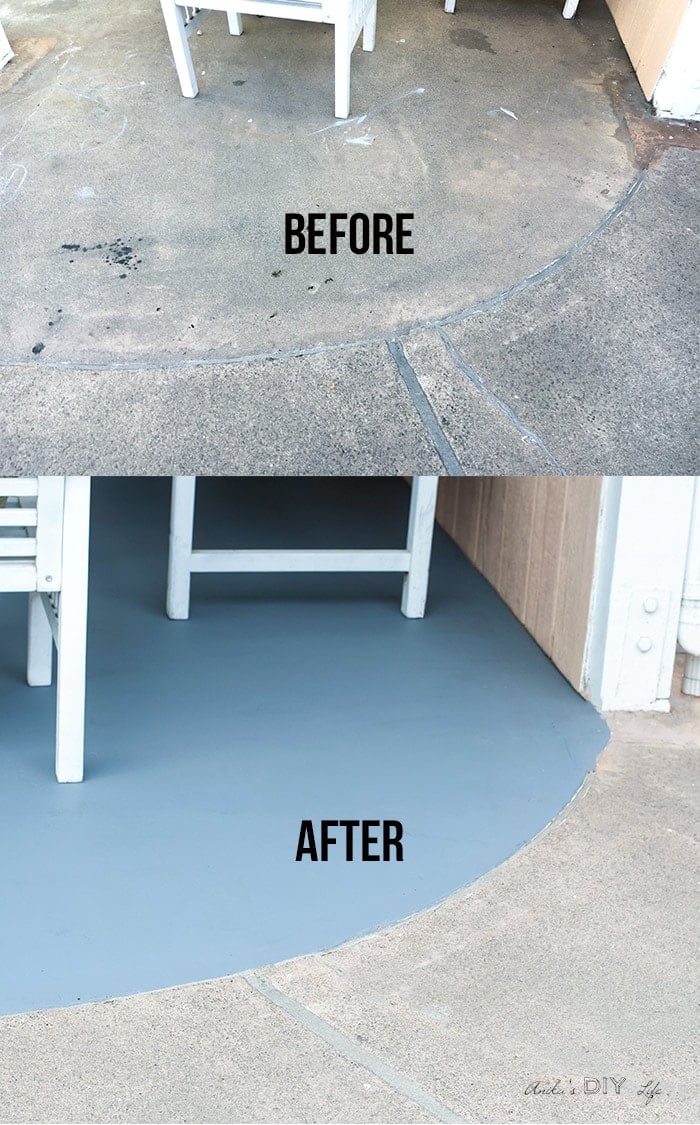 Stained concrete floors - before and after comparison