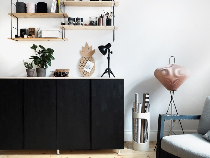 Black Ikea Ivar cabinet and sideboard