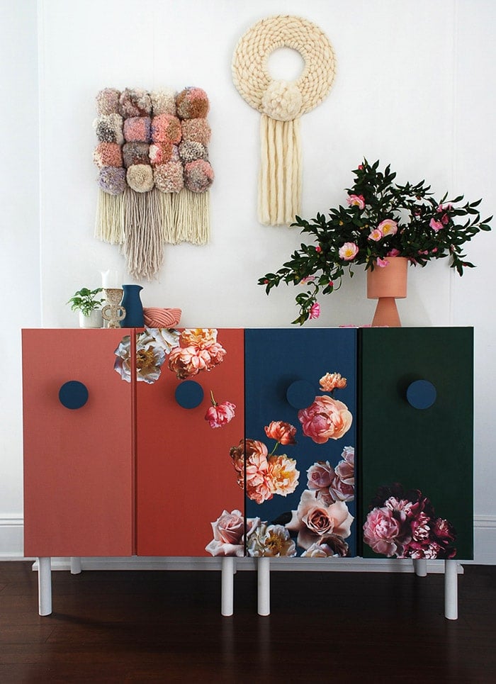 Ikea Ivar Cabinet makeover with flowers