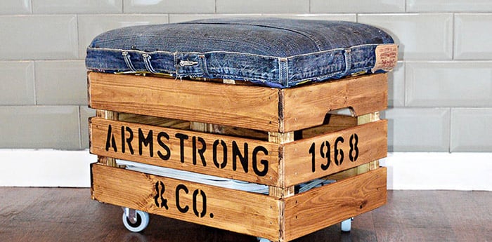 Upcycled Denim DIY storage ottoman