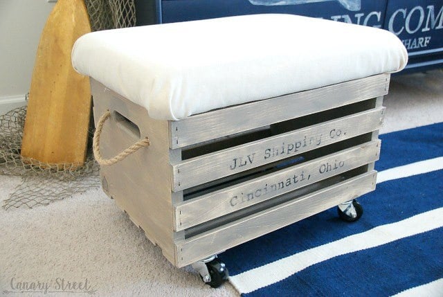 Wood crate storage ottoman DIY