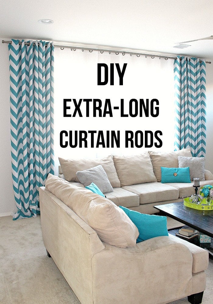 Easy DIY curtain rods with text overlay