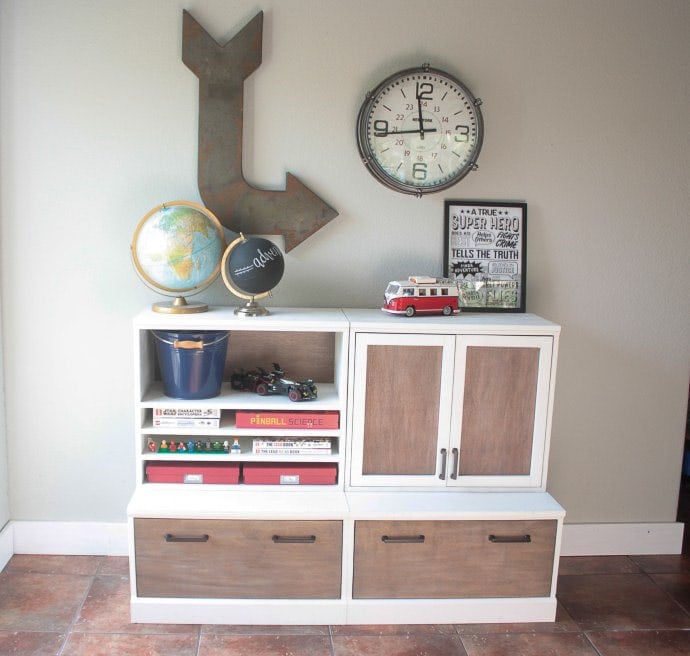 Pottery barn inspired modular toy storage unit