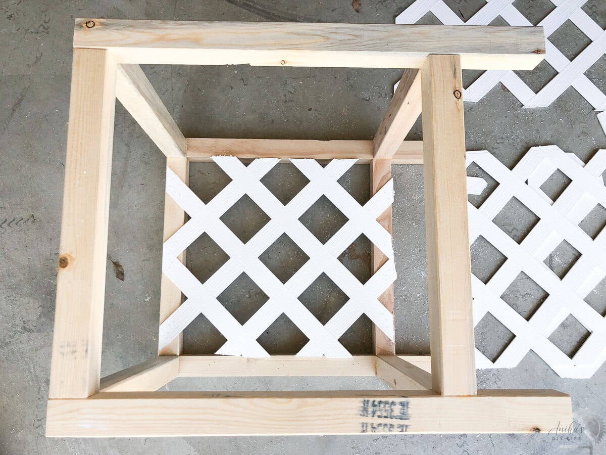Attaching the lattice to the planter frame