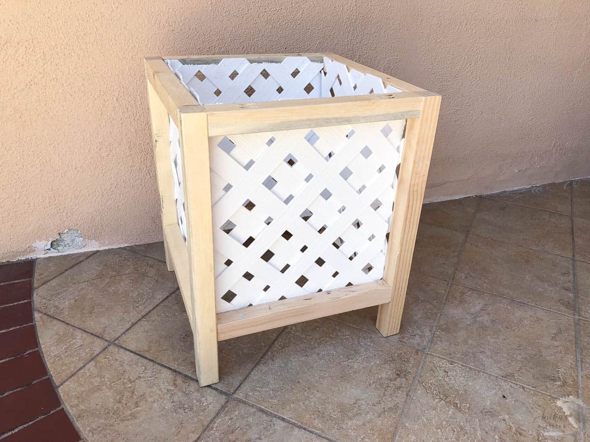 Completed planter with lattice as the sides