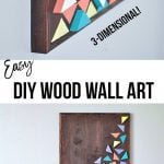Collage of colorful DIY wood wall art with text overlay