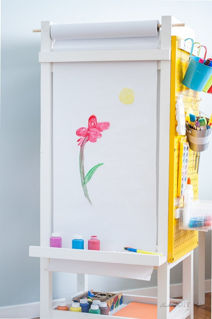 art paper roll used in a DIY kids art station