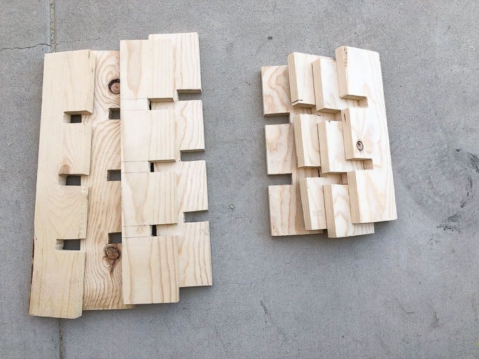 all the boards cut up for the DIY spice rack