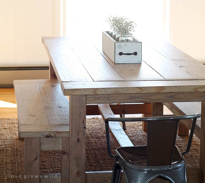 DIY farmhouse table with bench