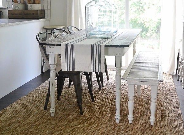 White Farmhouse table with stained top